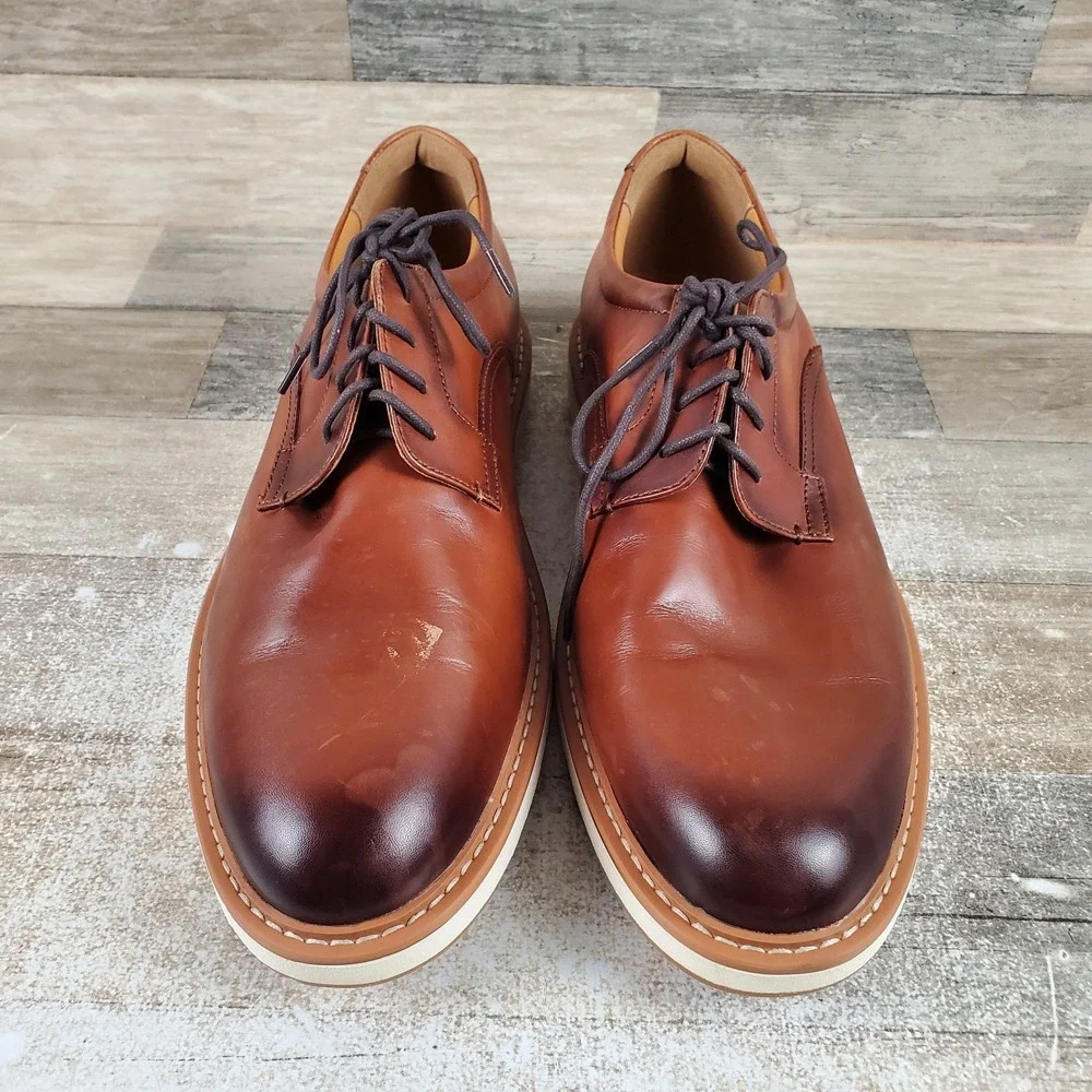 Nordstrom Rack Mens Oxford Sz 13 M Cognac Leather Casual Lace Up Plain Toe